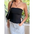thumbnail image 6 of Women Tube Tops Solid Color Strapless Slit Tank Tops Summer  Bandeau Cropped Tops Streetwear 2024 New, 6 of 9