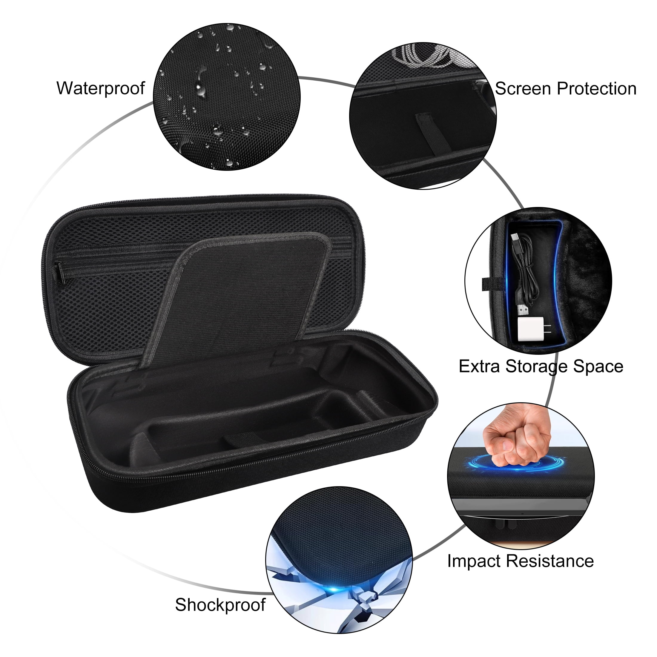 EEEkit EVA Carrying Case Fit for PS5 Portal with Soft Silicone Protective Cover, Screen Protectors, 6-in-1 Accessories Set Fit for PlayStation Portal