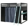 thumbnail image 3 of Mirightone Wood Gaming Loft Bed Full Size with Desk and Blackout Curtains, High Full Gaming Loft Bed with Storage and LED Light for Adults Teens – (Black + Blue), 3 of 8