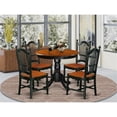 thumbnail image 2 of East West Furniture Antique 5-piece Dining Set with Wood Seat in Black/Cherry, 2 of 6