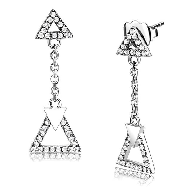 Boucles d'Oreilles en Acier Inoxydable avec AAA Grade CZ in Clear