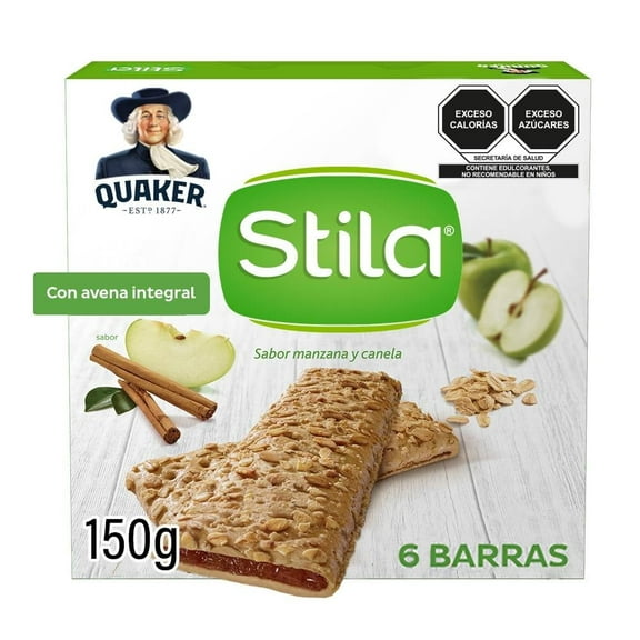 Barra de avena integral Quaker Stila sabor manzana y canela 150 g