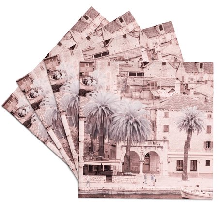 3drose, Croatia, Hvar. Water Front Scene Along the Walkway., Set of 4 Ceramic Tile Coasters