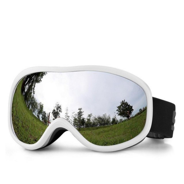 yeacher 2023 Lunettes de Ski Sphériques avec Protection UV et Anti-Buée, Design OTG, Bandeau Réglable et Système de Ventilation pour Hommes et Femmes – Lentille Miroir Grise, Cadre Blanc