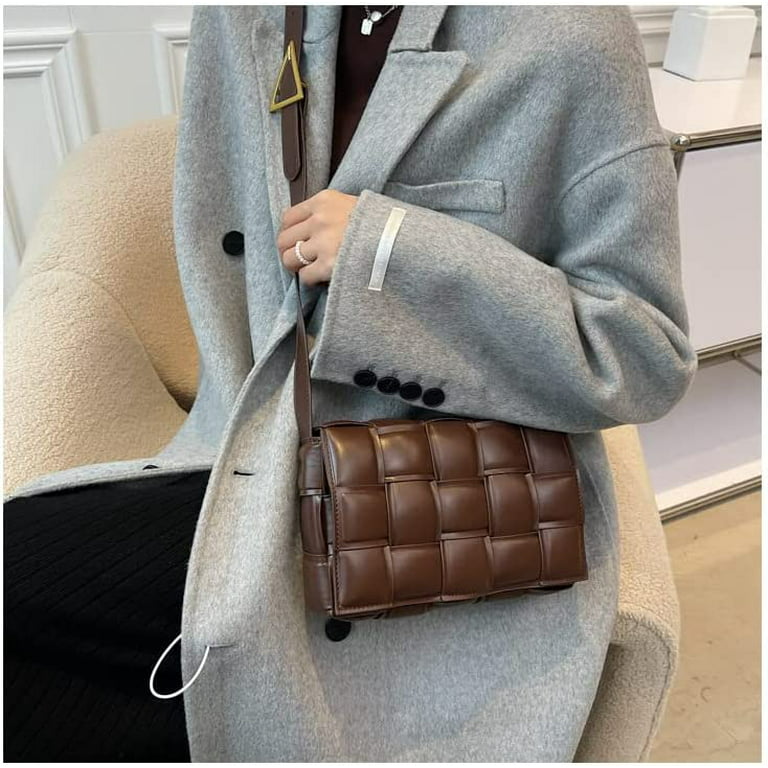 Women Shoulder Bag Purse Woven Crossbody Handbags Small Square Bags  Designer Handbag Padded Cassette Clutch 