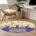thumbnail image 5 of Happy Easter Rabbits 3ft Area Rug, Spring Daisy Purple Silhouette Wooden Grain Washable Non-Slip Small Round Rugs for Entryway Bedroom Kitchen, Circle Carpet for Dining Room, Playroom Nursery Rug, 5 of 9