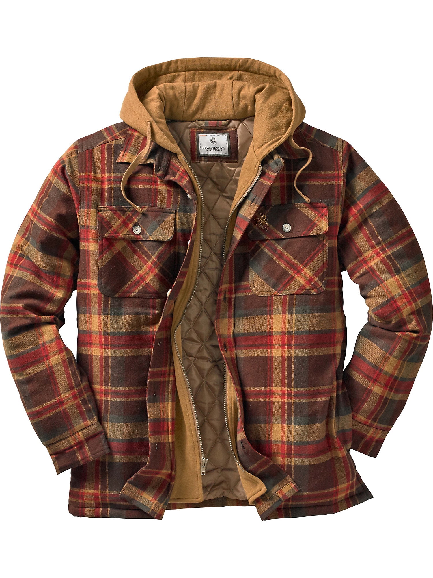 Legendary Whitetails Mens Maplewood Hooded Flannel Shirt Jacket