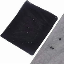 160cm x 2 Yards Tulle Beaded Pearl Lace Net Fabric Black Studded Pearl Lace Fabrics Mesh Table Cloth for Bridal Veil Wedding Dresses Home Halloween Party Backdrop Decor DIY Sewing Crafts