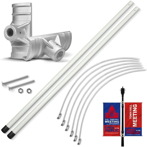 Anley Street Light Pole Banner Mounting Bracket Kit for 30" Wide Banners - Outdoor Weather Proof Support - Quick Installation Perfect for Promoting Events, Business, Advertisement