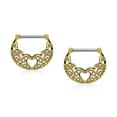thumbnail image 4 of Pair of Nipple Clickers 14G Filigree Design with Hollow Heart Center, 4 of 4