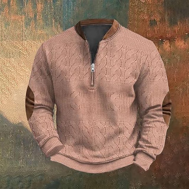 WILLBEST Sweatshirts à Capuche pour Hommes 2024 Automne/hiver Mode Décontractée Imprimé Numérique 3D Imitation Tricoté Demi-Fermeture à Glissière Col Rond