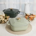 thumbnail image 4 of Smith & Clark Ironworks 4 Quart Enameled Cast Iron Square Dutch Oven Pot with Lid, Matte Evergreen, 4 of 14