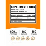 BulkSupplements N-Acetyl L-Cysteine (NAC) Capsules, 600mg Per Serving (360 Capsules - 360 Servings)