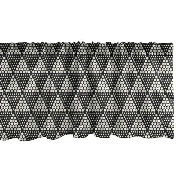 Ambesonne Geometric Window Valance, Half Tone Dots Triangles, 54" X 12", Charcoal Grey and Ivory