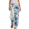 thumbnail image 4 of Delayuji Women's Casual Pant Wide Leg Pants Floral Print Elastic Waist Summer Thin Pants Beach Vacation, 4 of 6