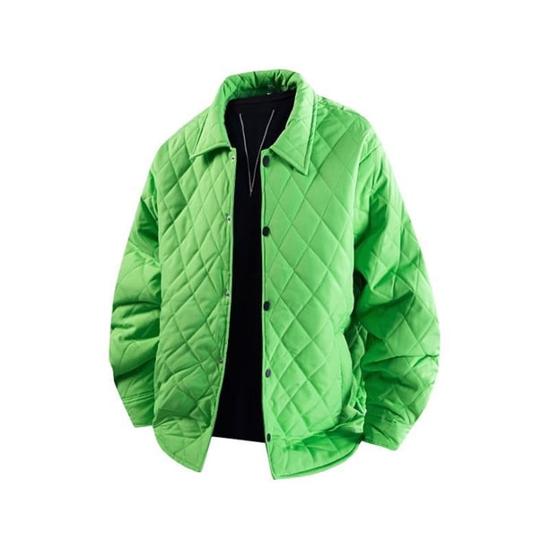 Ceisia Men's Oversize Diamond-Quilted Turn-Down Collar Jacket Multi-Solid for Fall-Winter Gift