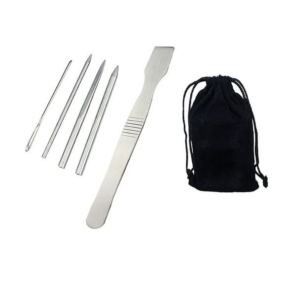 KAKOWELY 1 Set Paracord Stitching Leather Weaving & Bracelet Needle Paracord Lacing Needle and Smoothing Tool with Bag (Silver),4.8"X0.47"X0.08"