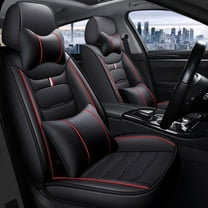 Maidao Car Seat Covers Full Set for Mercedes-Benz for CLK430 1999-2009 5 Seats Leather Compatible Airbag Water Resistant Front Rear Cushion Protector with Headrest Black and Red