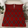 thumbnail image 2 of jejeloiu Vintage Rhombus Pattern Twin Sheet Sets,Abstract Minimalist Geometric Twin Fitted Sheet,Red Black Flat Sheet For Men Women,Ultra Soft Home Decor,3 Pieces, 2 of 7