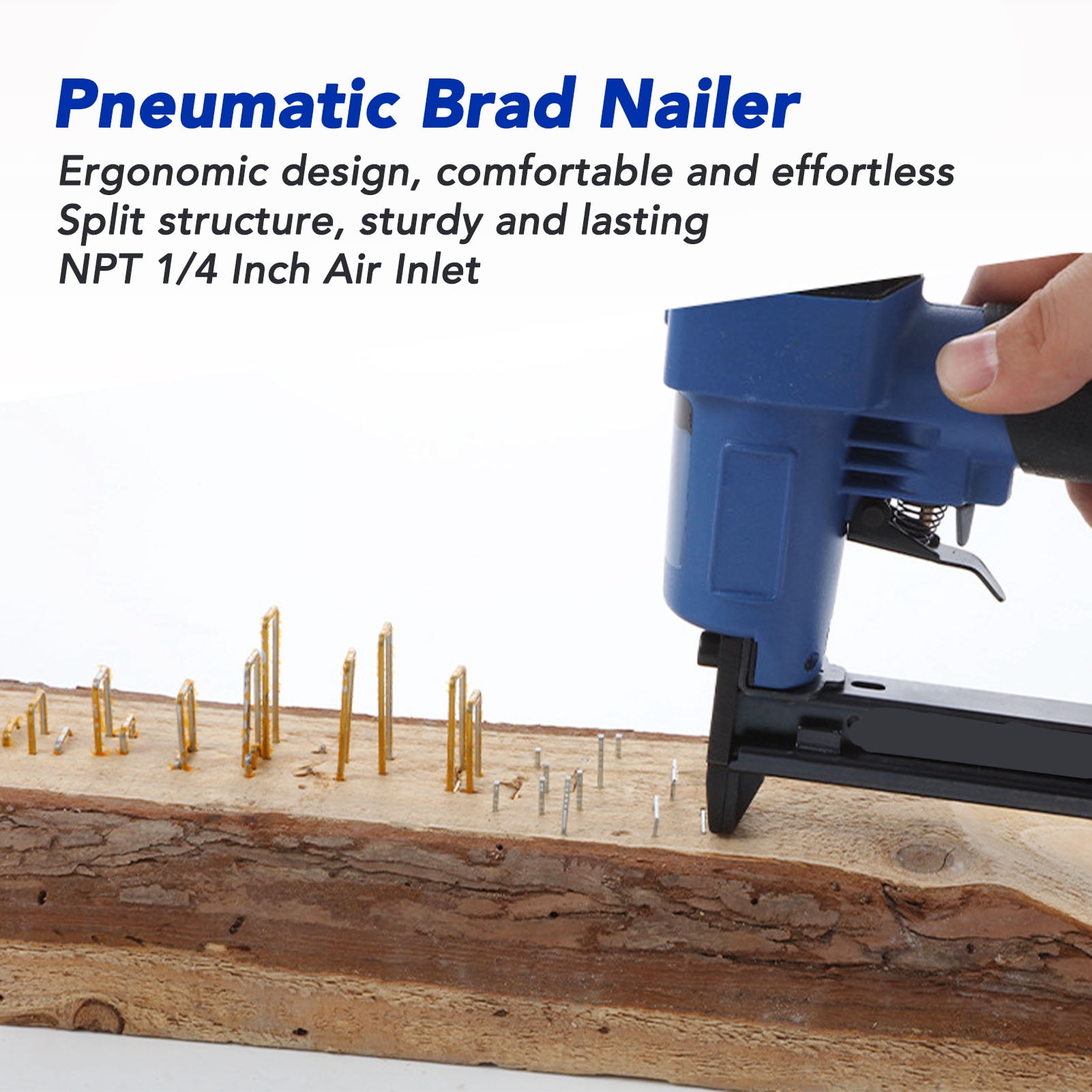 YAHHU Air Brad Nailer Pneumatic Staple Gun for 22 Gauge 4-16 mm (0.16-0.63 in) Nails Woodworking Crafts and Interior Decoration Multi Tool Heavy Duty Reliable Hardware for DIY Home Projects
