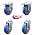 thumbnail image 2 of 5 Inch Blue Polyurethane Swivel Bolt Hole Caster Set with 2 Total Lock Brake, 2 of 2