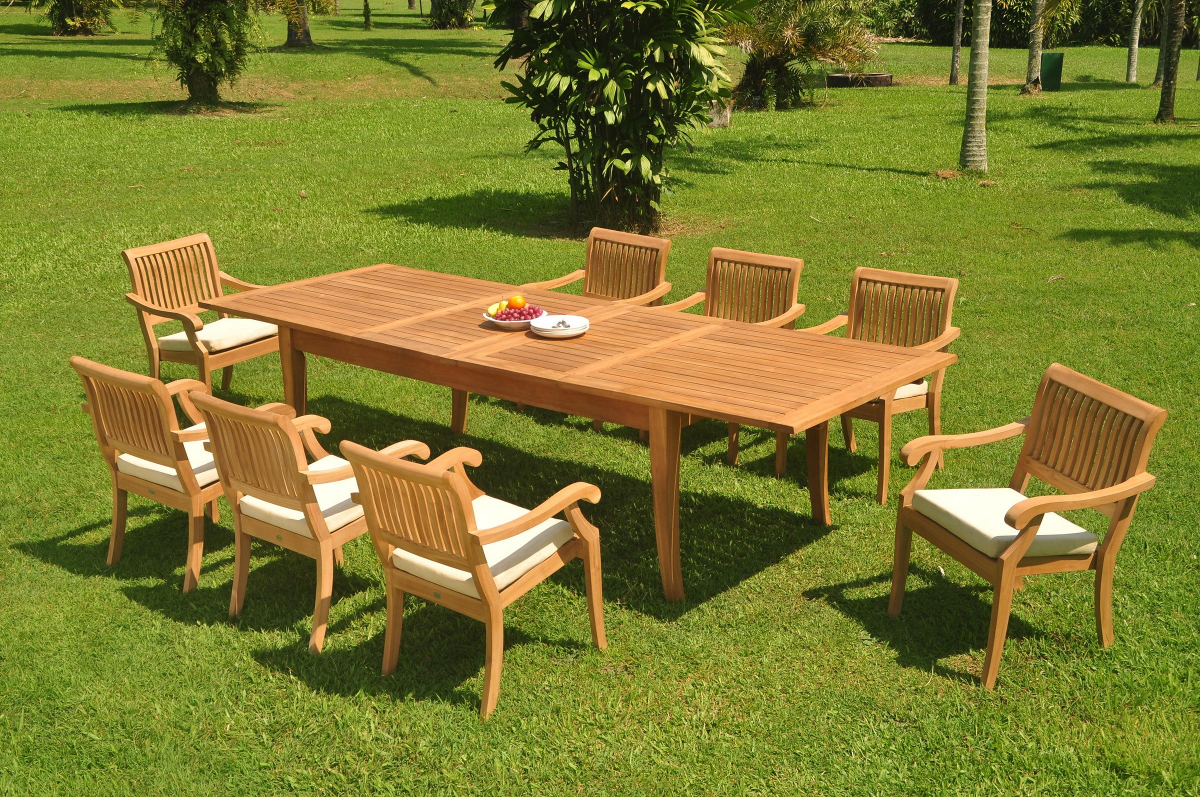 Grade-A Teak Dining Set: 8 Seater 9 Pc: 122" Atnas Double Extension ...
