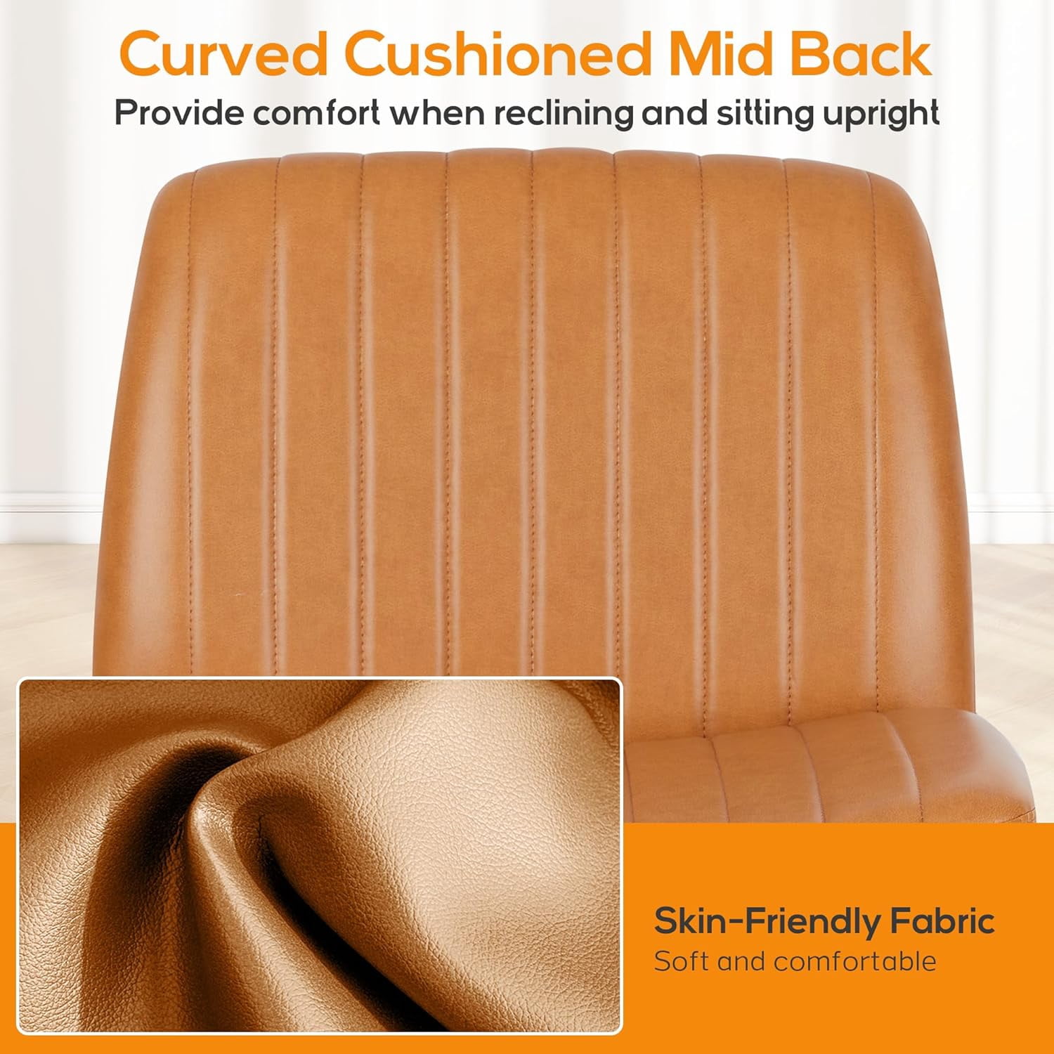Criss Cross Chair, Cross Legged Office Chair, Wide Comfty Desk Chair, No Wheels Armless Computer Task Chair, Swivel Vanity Home Chair, Height Adjustable