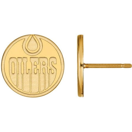 LogoArt NHL Edmonton Oilers 14 Karat Gold Plated Sterling Silver Small Post Earrings