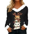 thumbnail image 2 of Mifsaly Christmas Sweatshirts Women V-Neck Long Sleeve Xmas Tree Shirt Faux Fur Collar and Cuff Vintage Pullover Tops Festival Fashion Streetwear Loose Patchwork Blouse 2025 Holiday Clothing, 2 of 4