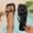 Black, variant on Women's Strappy Square Toe Thong Sandals Dressy Summer Cute Vacation Beach Comfortable Flip Flops Slide Shoes White 35