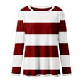 thumbnail image 5 of ManxiVoo T-Shirt à Manches Longues pour Femme à Rayures Imprimées, Col Rond, Confortable, T-Shirt Graphique d'Automne, Blouse Légère, Taille P, Rouge Brique, 5 of 5
