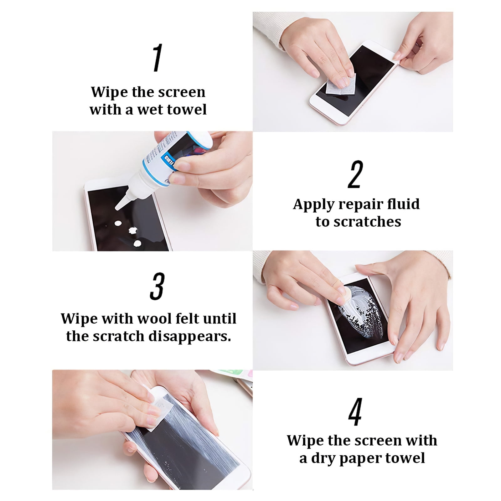 WREA 30ml Cell Phone Screen Repair Fluid Automobile Glass Scratch Remover  Mobile Phone Crack Curer Strong Adhesive Smartphone Fluid Fix Tool