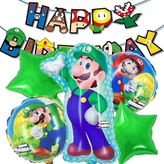 7 PCS Lui Balloon Mari Balloon Game theme Birthday Party Balloon Happy Birthday Banner