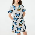 thumbnail image 3 of Einccm Girls Butterfly Print Nightgown, Cute Kids Pajamas, Princess Sleepwear, A-Line Loose Fit Short Sleeve Nightie, Soft & Comfortable Nightdress for 3-12 Years, 3 of 6