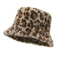 thumbnail image 2 of Women Winter Hat Flat Dome Leopard Print Basin Hat Thickened Warm Plush Bucket Hat Warm Knit Outdoor Hat, 2 of 7