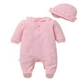 thumbnail image 3 of Wayren USA Infant Baby Girls Footed Pajamas Onesies Sleeper and Play Ruffled Collar Romper Bodysuit with Matching Hat, 3 of 5