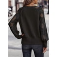 thumbnail image 6 of Womens Long Sleeve Shirts V-Neck Lace Tops Business Casual Blouses Tee Trendy Fall Fashion Outfits Clothes Black XL, 6 of 7