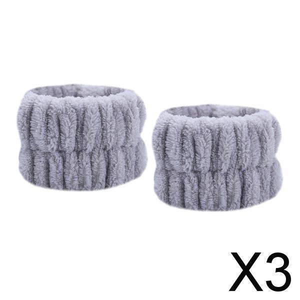 2x1 par de muñequeras para lavarse la cara, muñequera de microfibra, toalla de lavado de SPA, banda para el cabello, lavable, suave, agradable para 3 piezas