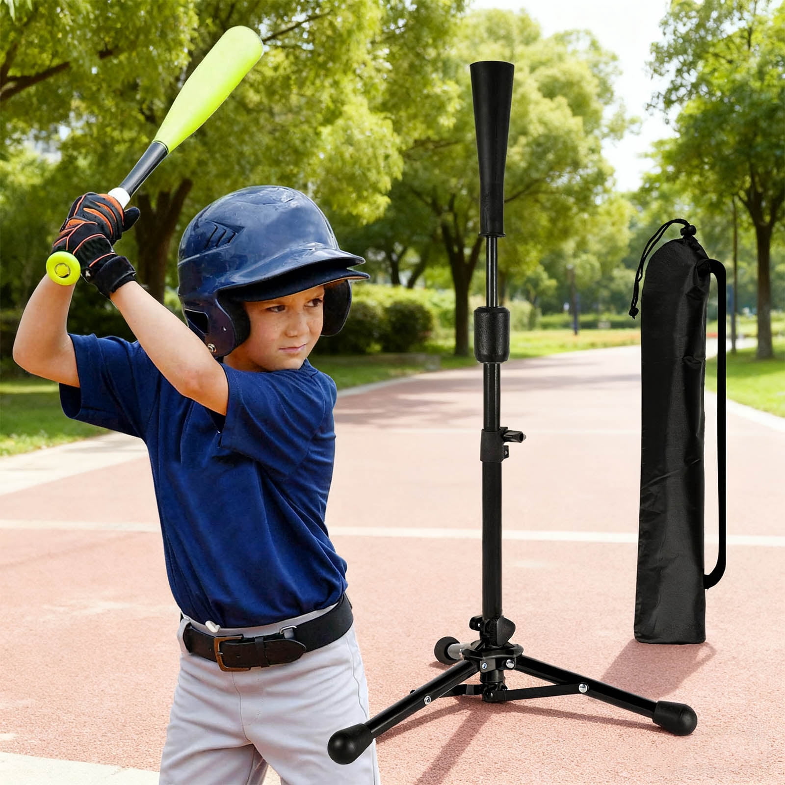 Baseball Softball Training Tees Adjustable Height For Youth Practices With Rebounds Rubber Base And Portable Carry Bag