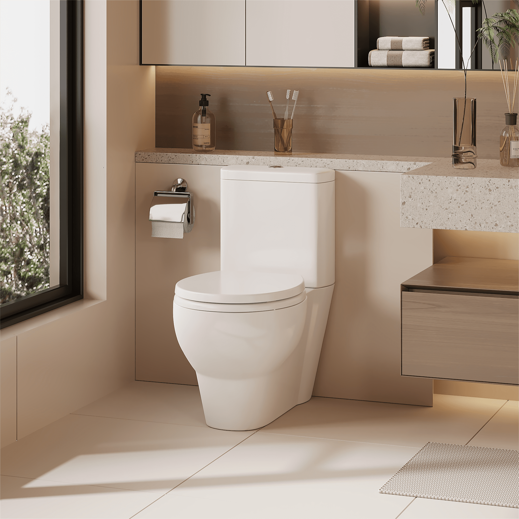 KOKEBREN Elongated Toilet Seat with Slow Close Lid, Easy-Clean Surface,17 Inch, White