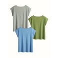 thumbnail image 2 of ZOELNIC 3 Pack Women's Short Sleeve V-Neck T-Shirts - 2025 Summer Fashion Loose Fit Cute Tees Trendy Basic Tops, L, 2 of 3