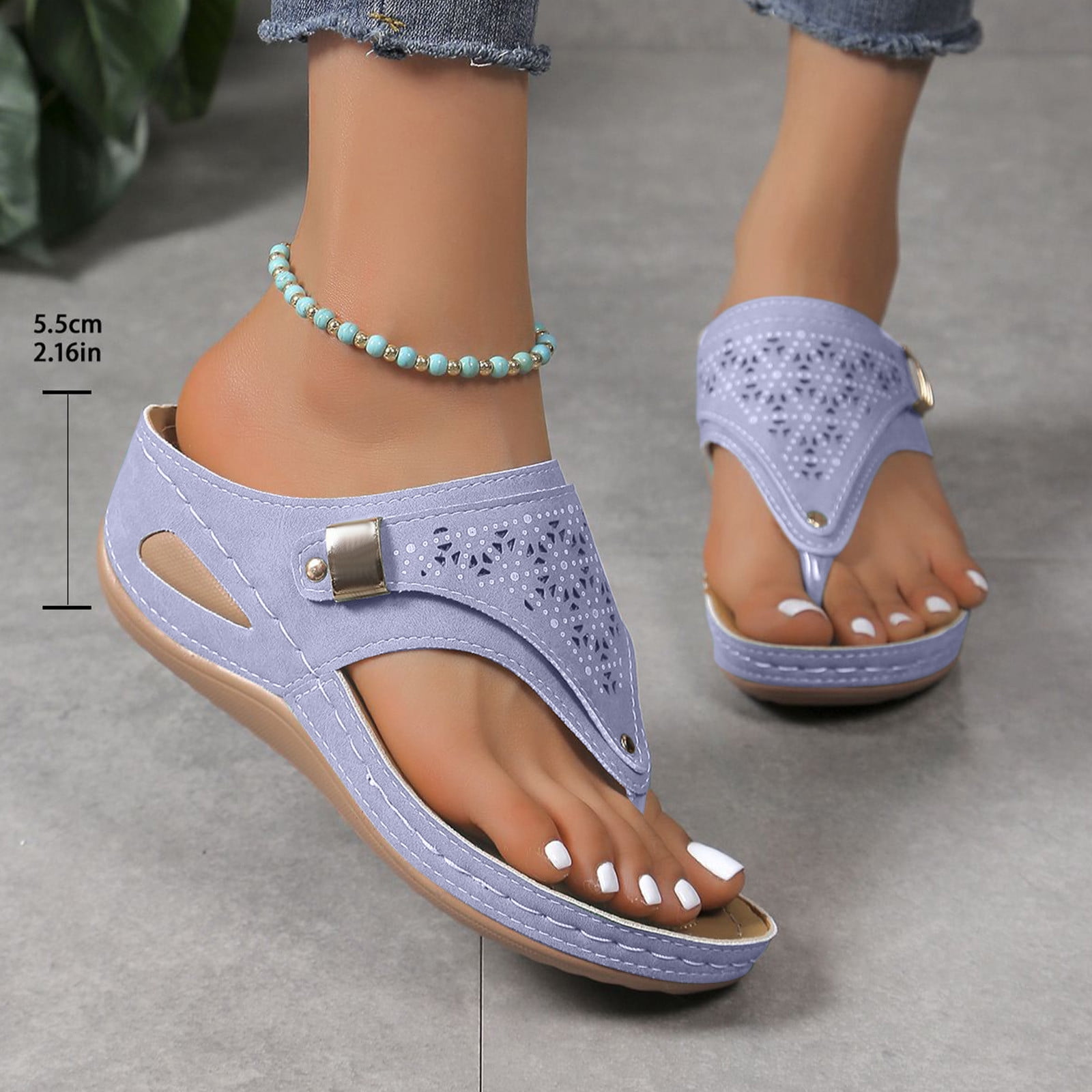 Women's Orthopedic Wedge Sandals - Dressy Summer Platform With Arch Support & Rhinestones