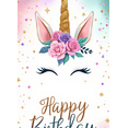 thumbnail image 4 of Colorful Design Happy Birthday Banner Floral Unicorn Decoration Glitter Gold Theme for Celebration Kids Party Indoor, 4 of 7