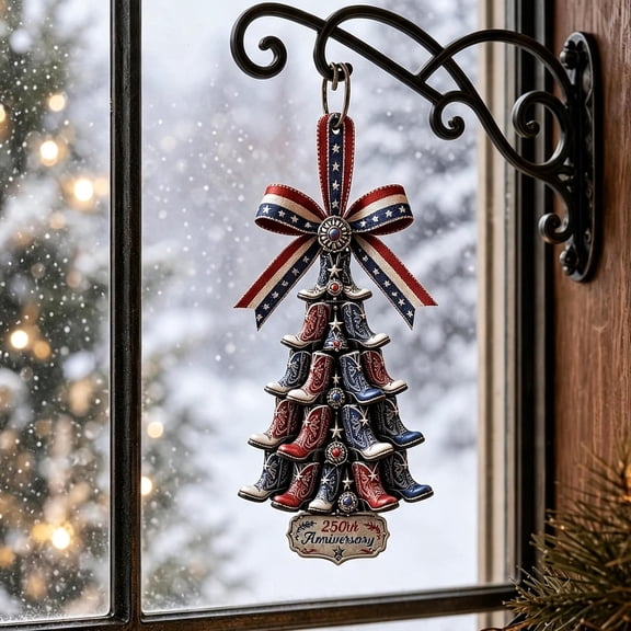 250th Anniversary USA Horseshoe Christmas Tree Ornament,Horseshoe Holiday Hanging Decor with Patriotic Design,Equestrian Inspired Christmas Ornament for Horse Lovers,Farmhouse Tree Decoration (C2)