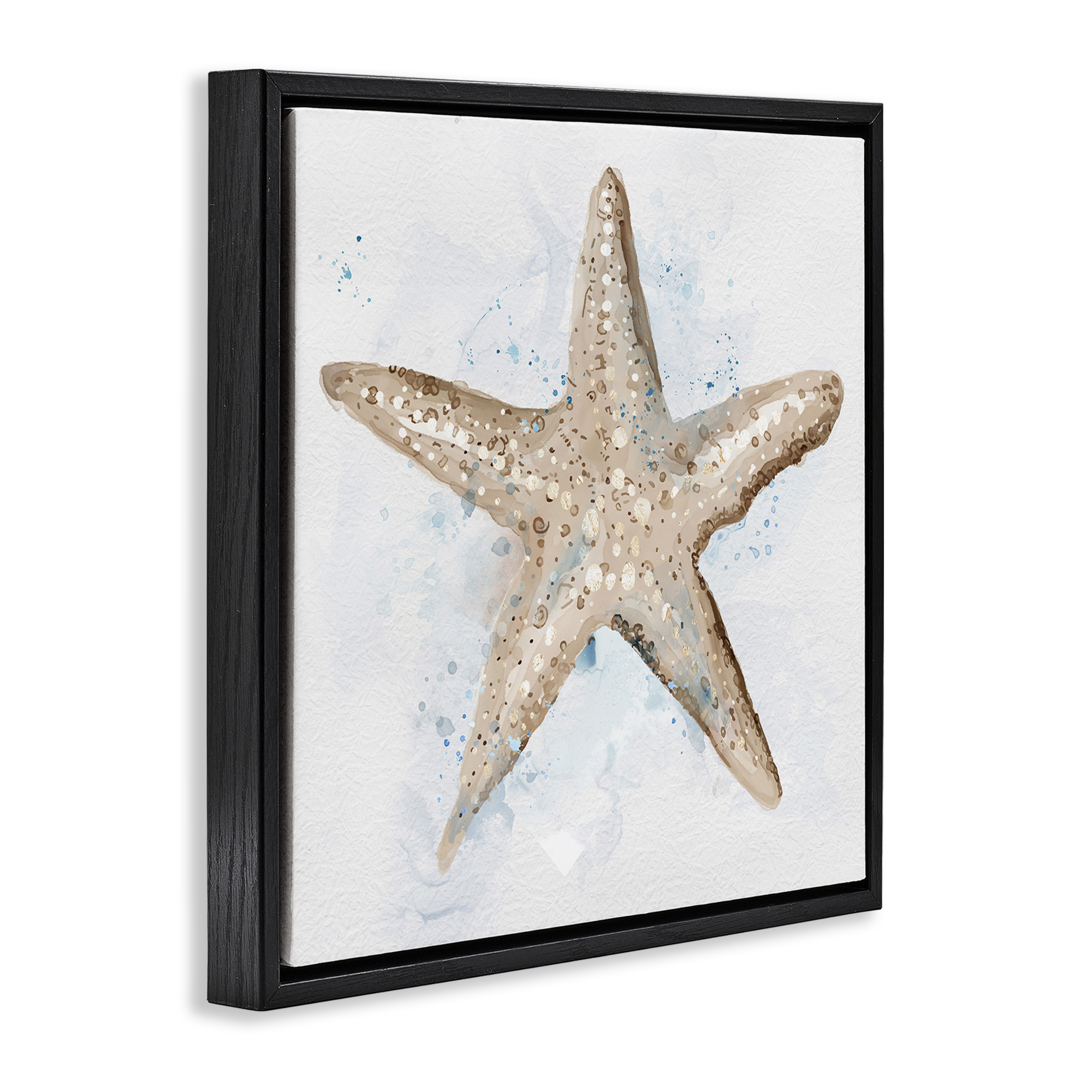 Stupell Industries Bubbly Beige Starfish Animals & Insects Painting Black Floater Framed Canvas Art Print Wall Art, 25 x 25
