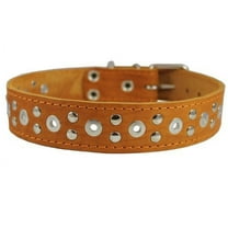 Genuine Leather Studded Dog Collar 22"x1.4" Tan Fits 14.5"-18" Neck
