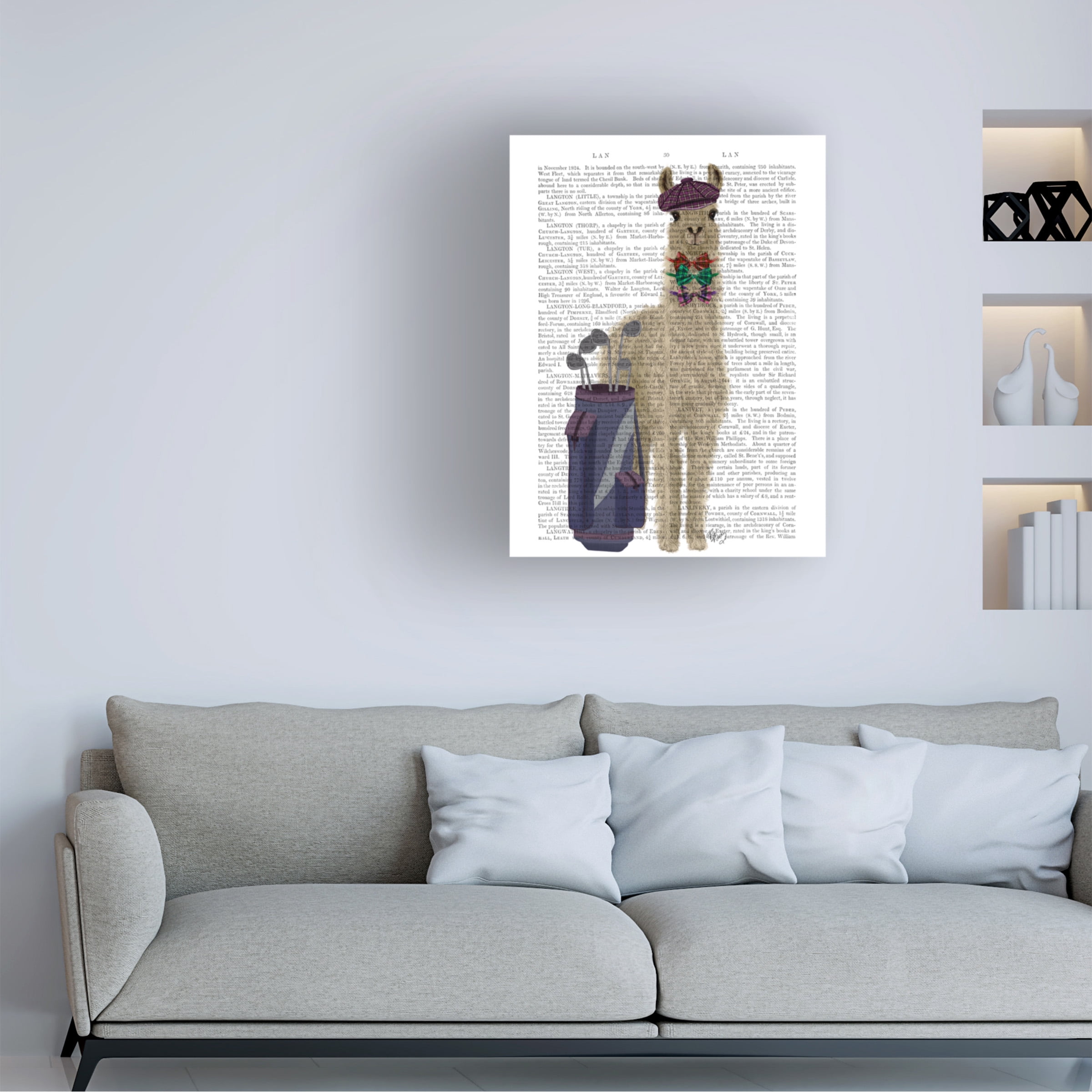 Fab Funky 'Llama Golfing Book Print' Canvas Art