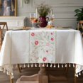 thumbnail image 6 of Nordic Style Tassels Cotton Linen Tablecloth,Modern Simplicity Dust-Proof Table Cover,For Dinning Tea Table Tabletop Decoration (Diamond Blue,100X140cm), 6 of 7