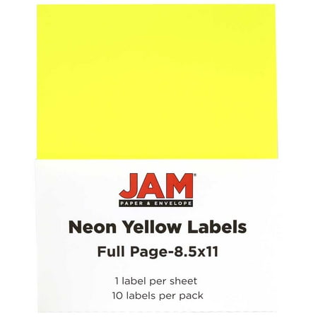 jam paper full page labels 8 5 x 11 sticker paper neon yellow 10