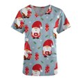 thumbnail image 5 of Pntutb, blusas con cuello en V y manga corta a la moda para mujer, blusa de bolsillo con estampado de uniforme de trabajo, tops Pntutb Pntutb-2922, 5 of 5